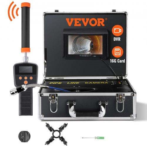 foto del prodotto vevor kit telecamera endoscopio sonda pixel 1000tvl localizzatore per ispezione di fognatura schermo lcd colorata 7 pollici, telecamera ispezione sonda cavo da 40m per tubi angolazione visiva 130 
