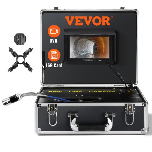 foto del prodotto vevor kit telecamera endoscopio sonda pixel 1000tvl localizzatore per ispezione di fognatura schermo lcd colorata 7 pollici telecamera ispezione tubi