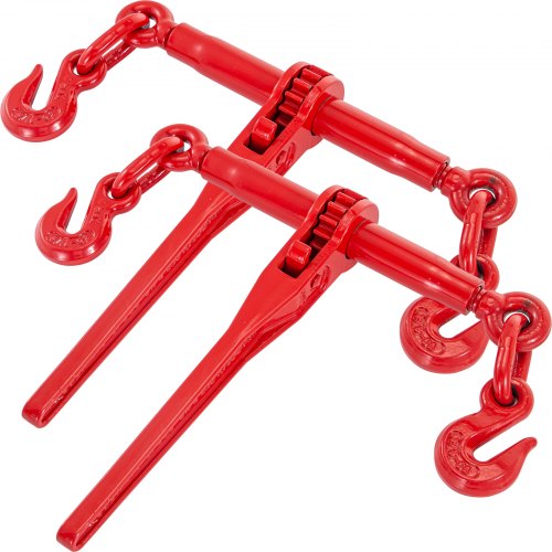 foto del prodotto vevor legante a catena 5 16 3 8, legante a cricchetto con capacit 6600 libbre, legante a leva con cricchetto ganci g70, lunghezza regolabile, legante a catena a cricchetto trainare, rosso