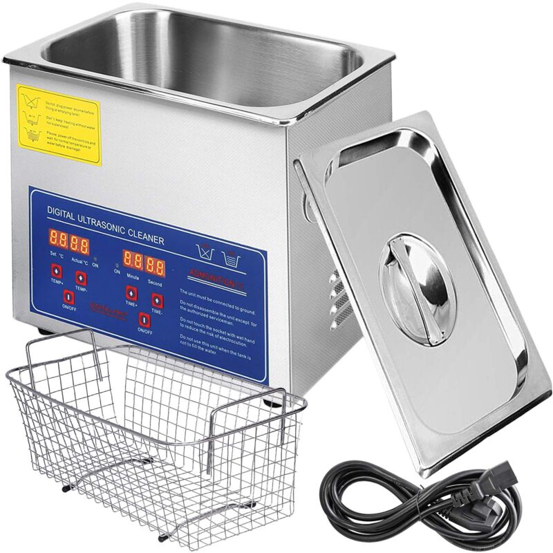 foto del prodotto vevor macchina di pulizia ad ultrasuoni 3l macchina di pulizia ad ultrasuoni in acciaio inossidabile timer di riscaldamento digitale pulizia