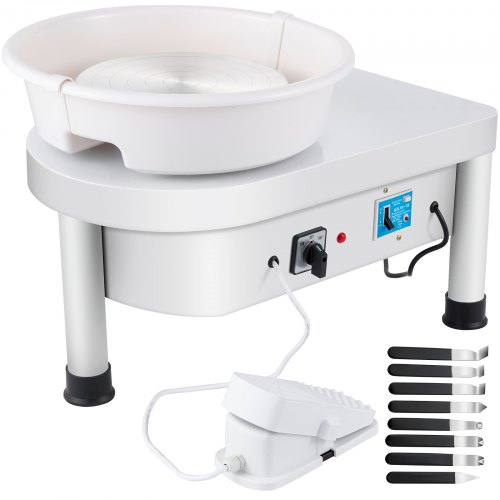 foto del prodotto vevor macchina elettrica per ceramica e terracotta, ca 220 v 280 w 25 cm ruota ceramica elettrica kit di utensili modellatura ceramica per l insegnamento scolastico, bar in ceramica e uso domestico
