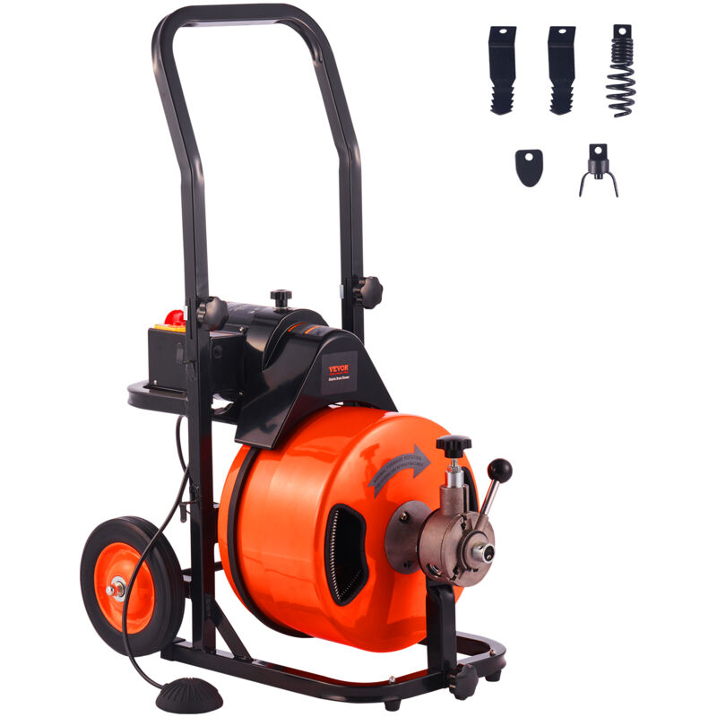 foto del prodotto vevor macchina elettrica sturatubi di scarico set di taglierino velocita 1500 giri min cavo 30m x 12,7mm, macchina sturatubi molla automatica per