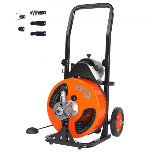 foto del prodotto vevor macchina elettrica sturatubi di scarico set taglierino velocit 1500 giri min cavo 30m x 9,5mm, macchina sturatubi molla automatica per tubazione 1,9a protezione ip20 4 taglierini sostituibili