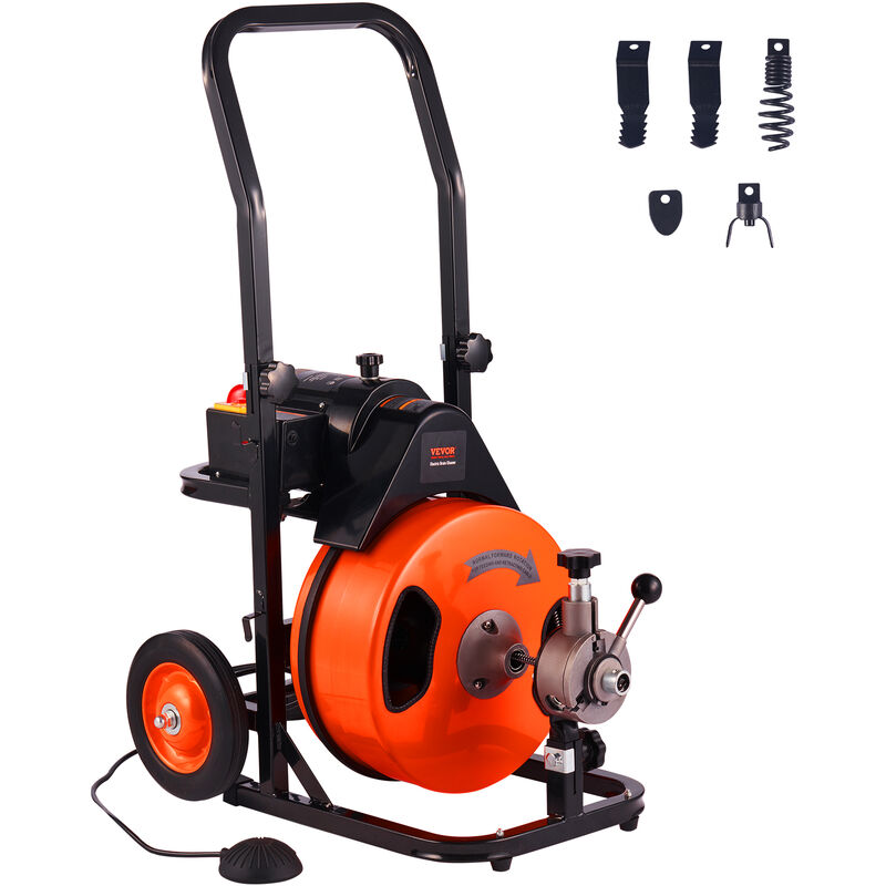 foto del prodotto vevor macchina elettrica sturatubi di scarico set taglierino velocita 1500 giri min cavo 30m x 9,5mm, macchina sturatubi molla automatica per