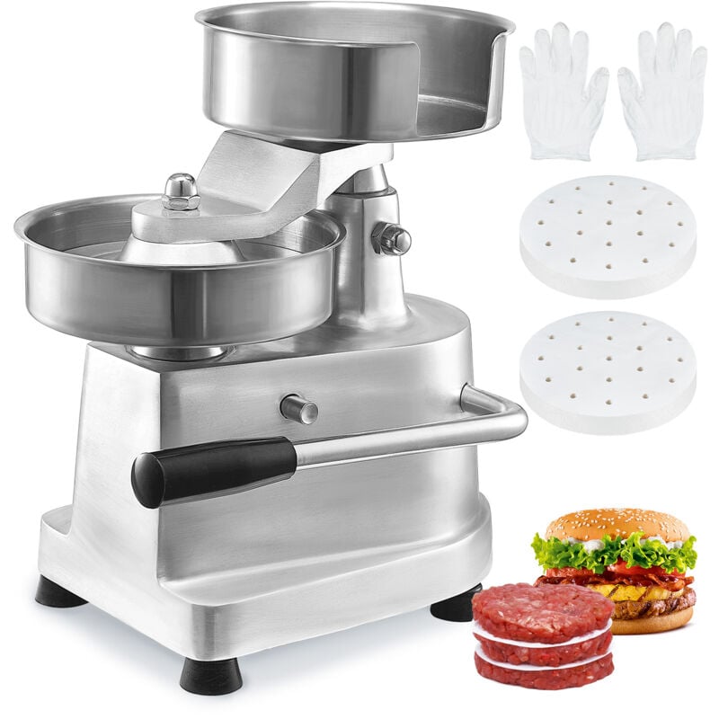 foto del prodotto vevor macchina per hamburger commerciale, macchina per hamburger pressa dimensioni 150mm, pressa per hamburger in acciaio inox per formatura carne