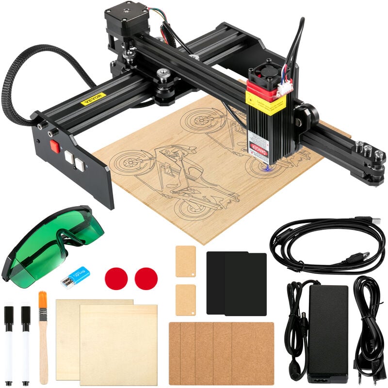 foto del prodotto vevor macchina per incisione laser, 190 x 170 mm potenza 4,5 w 6000 mm min incisione laser in lega di alluminio per carta, legno, pelle, stoffa,