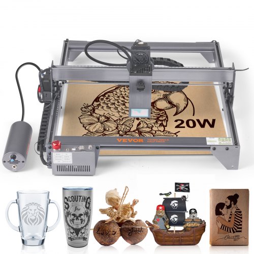 foto del prodotto vevor macchina per incisione laser 20w incisore laser 64 x 58 x 27cm area di lavoro 40 x 40cm velocità di movimento 10000 mm/min punto compresso protezione occhi taglio laser legno metallo acrilico