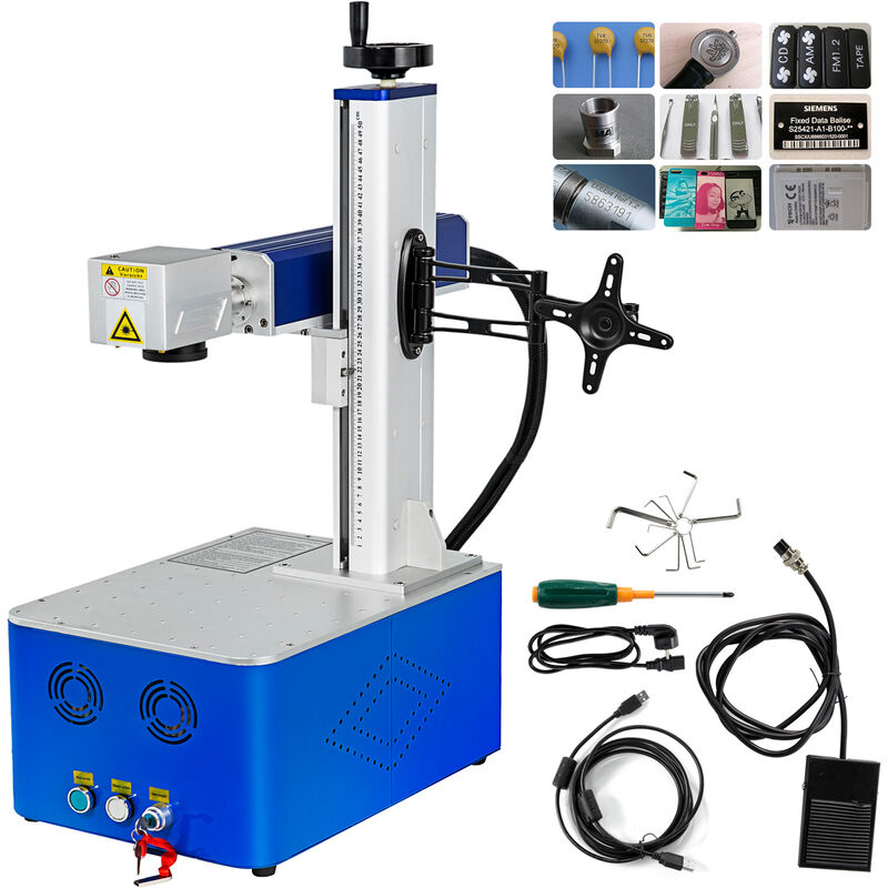 foto del prodotto vevor macchina per marcatura laser a fibra, 20 w 8000 mm s 150 x 150 mm macchina laser a fibra, adatto per gioielli, tastiere per computer e