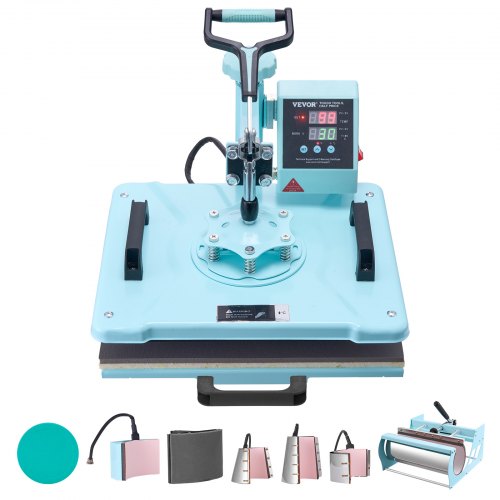 foto del prodotto vevor macchina per pressatura a caldo 300 x 380 mm 8 in 1 per magliette verde