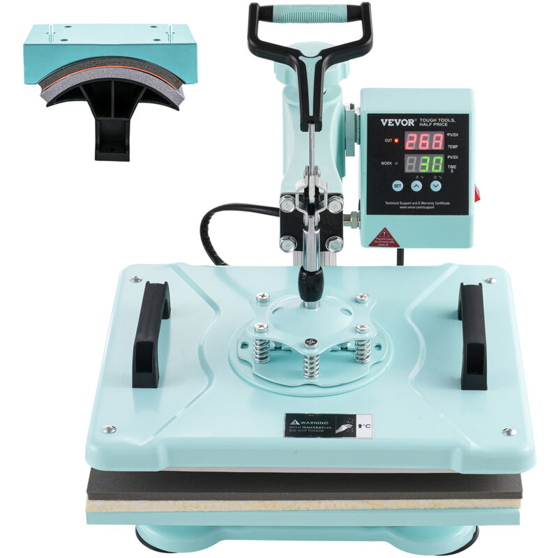 foto del prodotto vevor macchina per trasferimento termico 300 x 380 mm macchina per pressatura a caldo 2 in 1 con pressa per cappelli, oscillante a 360 controllo