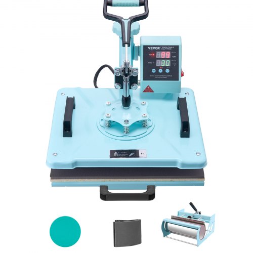 foto del prodotto vevor macchina per trasferimento termico 300 x 380 mm macchina per pressatura a caldo con pressa a tamburo 0,85 kg pressatura per magliette oscillante a 360 per magliette tazze piatti, verde