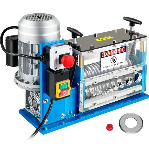 foto del prodotto vevor macchina spelafili elettrica, sms 038 potenza 370 w 220 v 50 hz peso 25 kg strumento spelafili blu materiale alluminio, acrilico, filo di rame per gestire contemporaneamente diversi tipi di fili