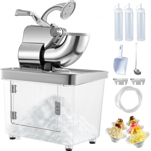 foto del prodotto vevor macchina tritaghiaccio elettrico 300w spaccaghiaccio 180kg h per granita, tritaghiaccio elettrico commerciale 34l macchina del ghiaccio da tavolo commerciale, tritaghiaccio da banco elettrico