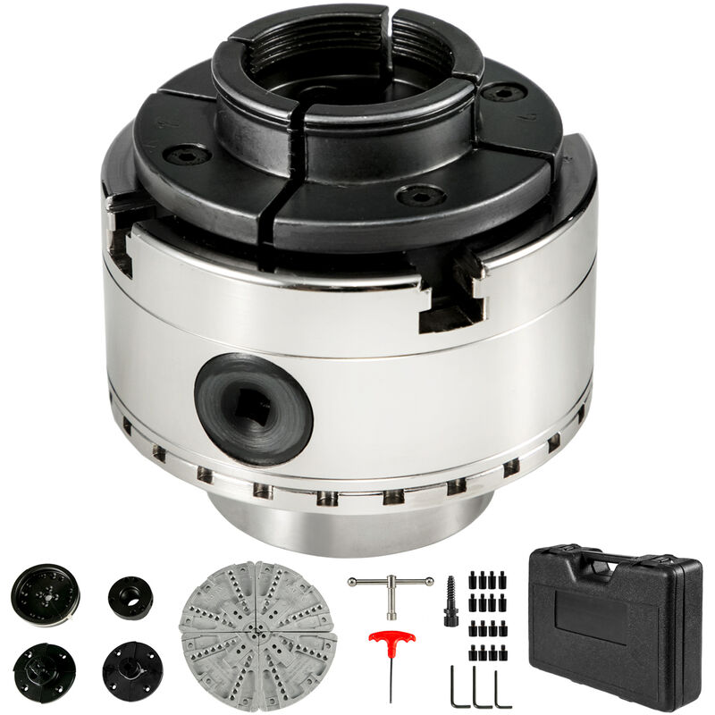 foto del prodotto vevor mandrino 4 griffe per tornio 95mm 3,75pollici mandrino autocentrante per tornio legno set di accessori mandrino