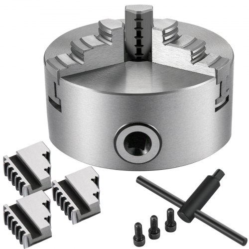 foto del prodotto vevor mandrino per tornio, k11 100 precisione 0,05 mm diametro 100 mm mandrino autocentrante del tornio in acciaio temprato per una variet di torni generici, torni cnc economici e rettificatrici