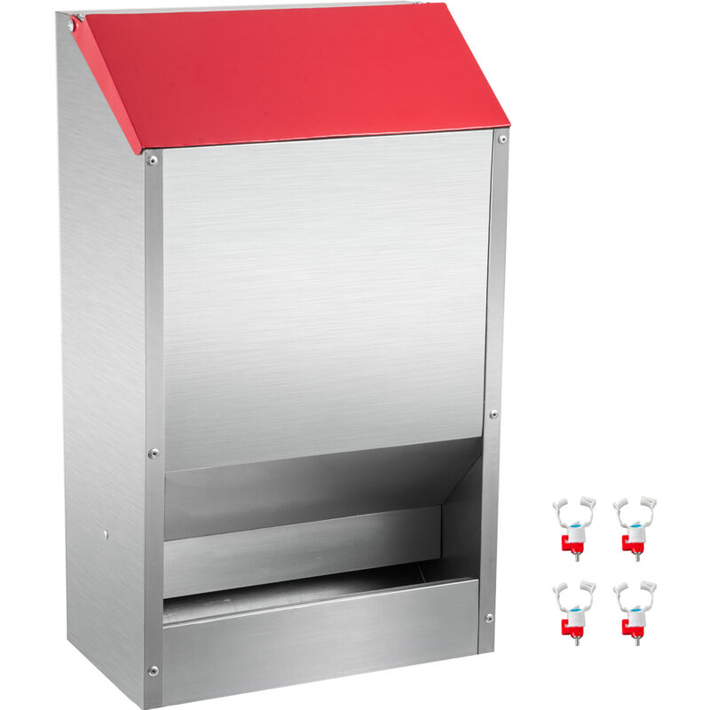 foto del prodotto vevor mangiatoia per pollame galvanizzata contiene 30 libbre per pollame 13,8x8,3x17,7 pollici mangiatoia per polli appesa con coperchio dispenser di
