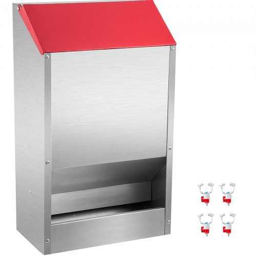 foto del prodotto vevor mangiatoia per pollame zincata, contiene 50 libbre di mangime. mangiatoie per polli 13,8x11x25,6 pollici, mangiatoia per polli sospesa con coperchio, resistente alle intemperie
