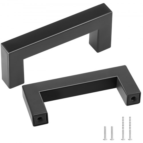 foto del prodotto vevor maniglia per mobili da cucina 30 pezzi maniglie per porte di armadi in acciaio inossidabile distanza fori centrali 76mm maniglie quadrate moderne per cassetti da cucina bagno sala da pranzo nero