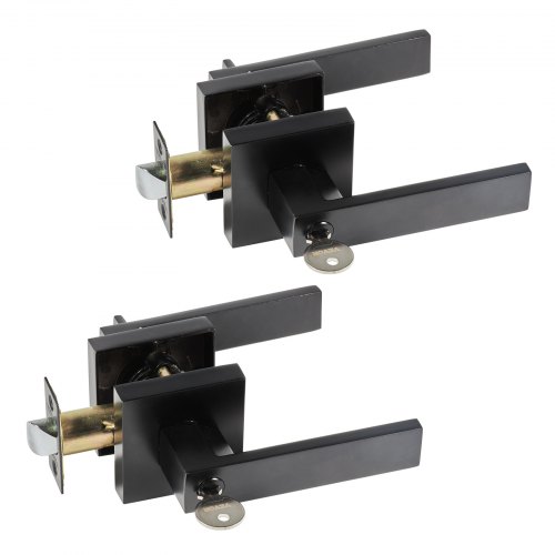 foto del prodotto vevor maniglia per porta con leva 2 pezzi con leva di bloccaggio serratura, set di maniglie per porta di casa uso interno, maniglie per porte lato destro e sinistro rotazione di 45 per porta interna