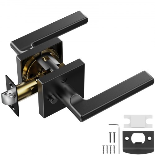 foto del prodotto vevor maniglia per porta interna da 1 pezzo privacy colore nero opaco leva reversibile per mano sinistra destra con serratura senza chiave rotazione di 45 quadrate per porte di camera da letto bagno