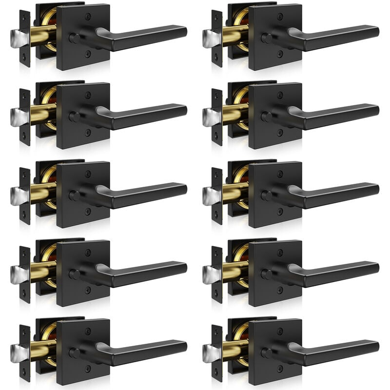 foto del prodotto vevor maniglia per porta interna privacy 10 pezzi colore nero opaco leva reversibile per mano sinistra destra con serratura senza chiave rotazione