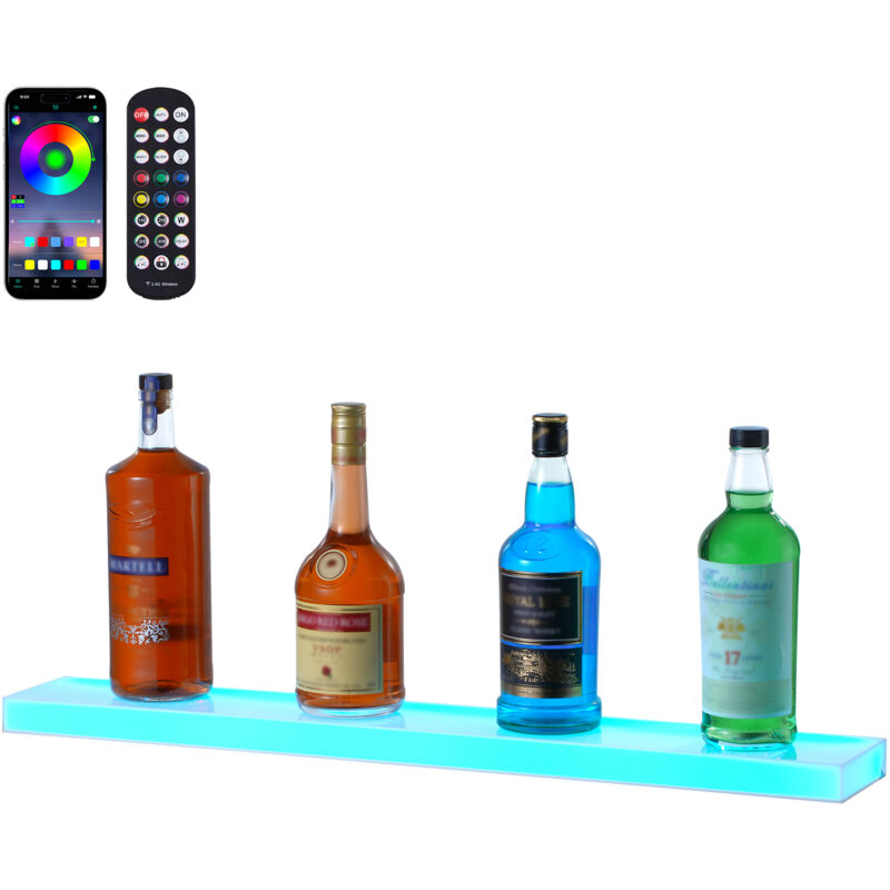 foto del prodotto vevor mensola per vino da bar, mensola per mostrare vino illuminata a led telecomando rf controllo app, scaffale illuminazione per bevande in