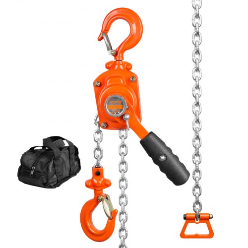 foto del prodotto vevor mini paranco a catena manuale altezza di sollevamento 1,4m capacit carico max. 0,5 tonnellate forza di trazione 260n, paranco a catena manuale per sollevamento 0,5t in acciaio al carbonio g80