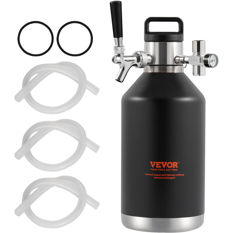 foto del prodotto vevor mini spillatore di birra portatile capacit 4l, mini fusto nero per birra artigianale portatile pressione regolabile 0 30psi funzione refrigerazione isolamento da campeggio evento carnevale