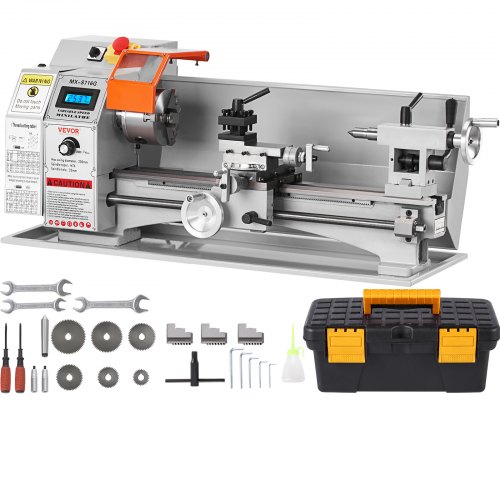 foto del prodotto vevor mini tornio da banco per metallo motore 800w in ghisa ht200 velocit tra 150 2500 giri min variazione costante, mini tornio per metalli 80 x 34 x 36 cm cono mandrino mt5 diametro mandrino 100mm