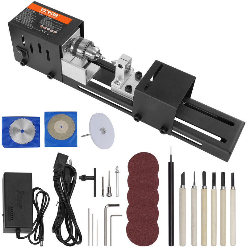foto del prodotto vevor mini tornio per legno 96w utensili tornio elettrico di precisione 7 velocita regolabile 4220 5300 5650 6350 6660 7050 8450 giri min