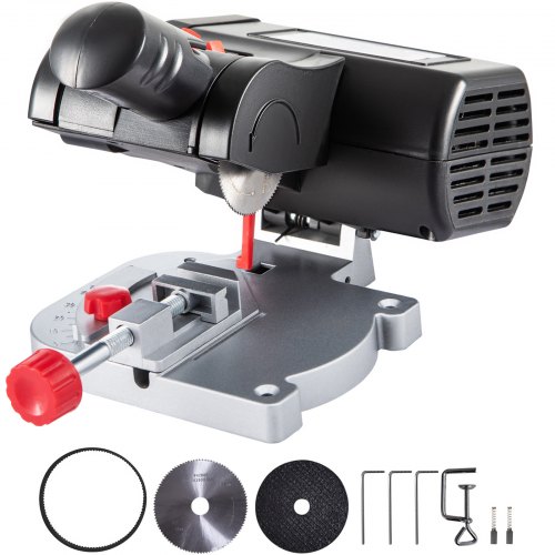 foto del prodotto vevor mini troncatrice affilacatena da banco portabile 90 w con 2 lame angolo regolabile fino a 45°, mini affilacatena da banco 7800 giri / min troncatrice per metallo legno plastica alluminio ferro