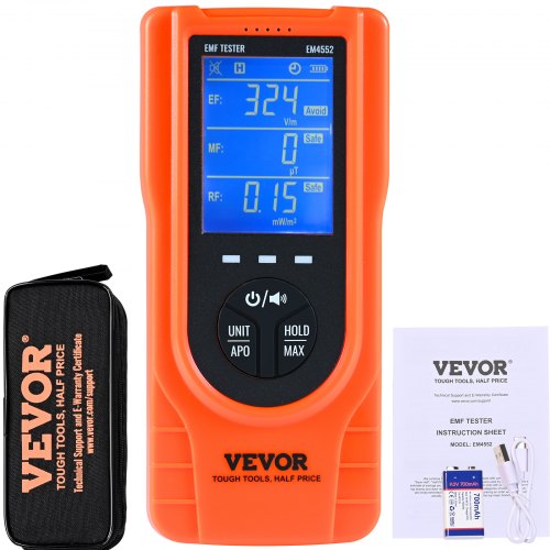 foto del prodotto vevor misuratore emf 5 hz 3,5 ghz, rilevatore di radiazioni campo elettromagnetico ricaricabile portatile, tester emf lcd per ispezioni domestiche ef mf rf, attrezzatura paranormale