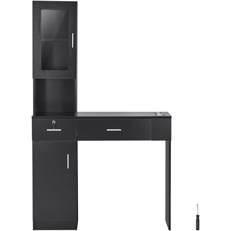 foto del prodotto vevor mobile per parrucchiere da parete, cassettiera per salone mobili da salone, set di mobili per salone bellezza spa, 1 armadietto, 3 scomparti, 2