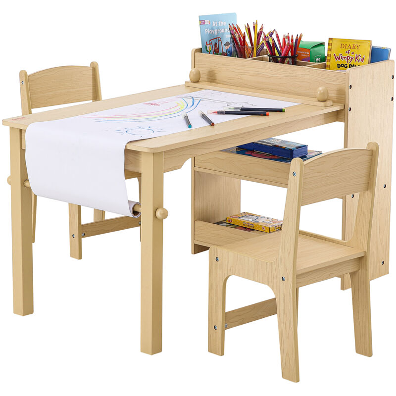 foto del prodotto vevor mobili per bambini 1 tavolo 2 sedie 795x555x540 mm 304x284x551 mm, tavolino con sedie per cameretta sala di gioco per bambini da studiare
