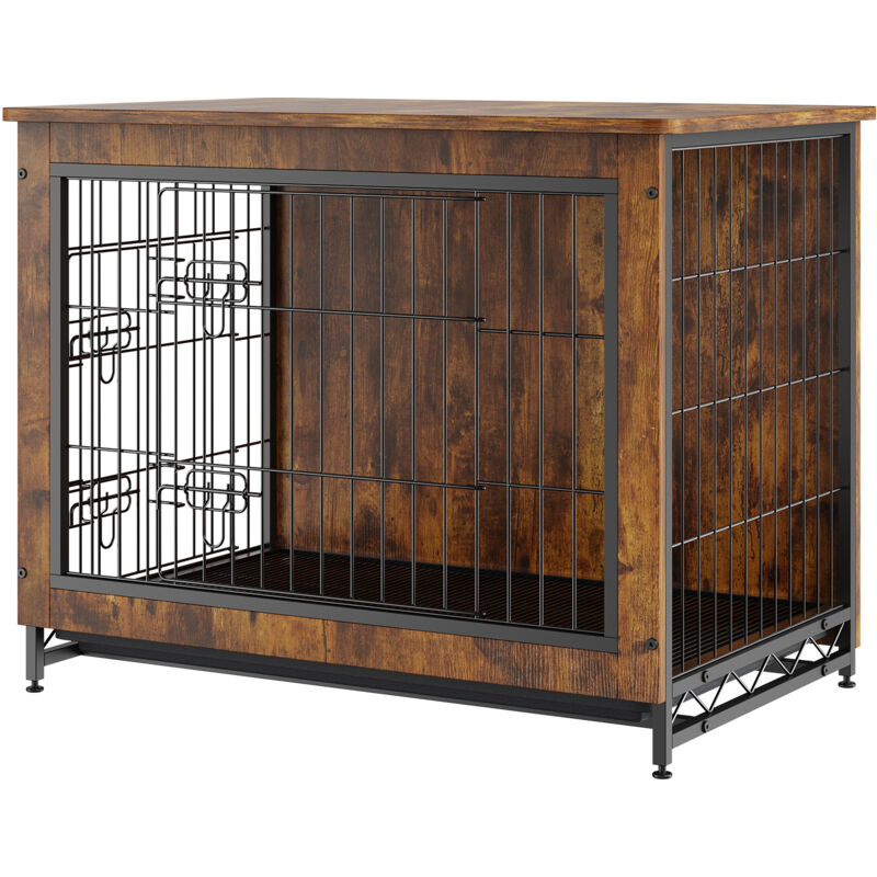 foto del prodotto vevor mophorn 32 trasportino per cani in legno con doppie porte, tavolino resistente con vassoio rimovibile, cuccia moderna per interni per cani