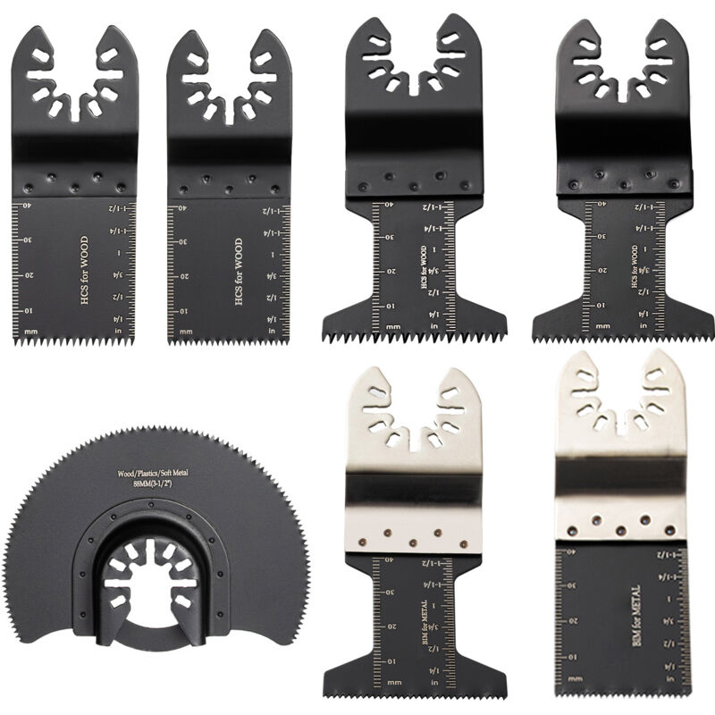 foto del prodotto vevor mophorn 50 pezzi lame per seghe oscillanti, kit lame multiutensile a sgancio rapido, lame hcs per legno, plastica, metallo, compatibili con
