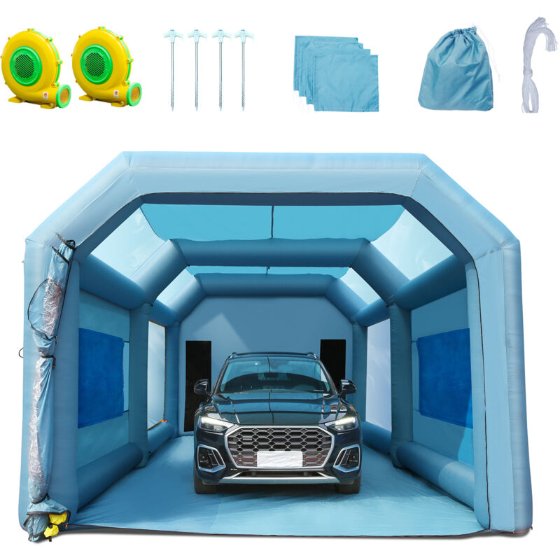foto del prodotto vevor mophorn tenda gonfiabile della cabina di verniciatura dellautomobile di 26x15x11ft sistema di filtraggio 2 soffiatori