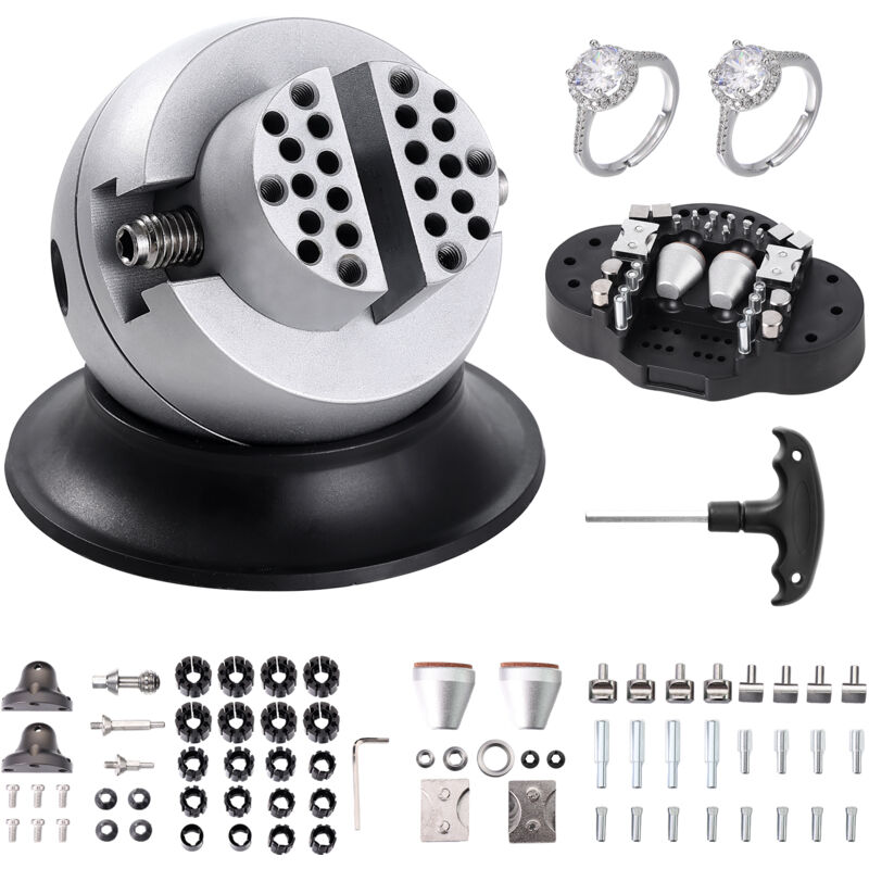 foto del prodotto vevor morsa a sfera, strumento impostazione dellincisione da 3 , morsa incisione a rotazione 360 , blocco standard da 70 pz, strumenti di blocco