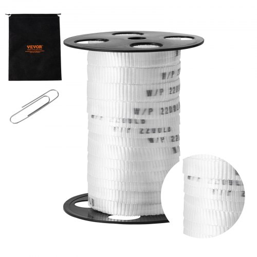 foto del prodotto vevor nastro di trazione in poliestere, corda piatta a nastro 5 8 x 108 , capacit trazione 2200 lbf, nastro di trazione per cavi per imballaggio, giardinaggio, elettricit commerciale, bianco