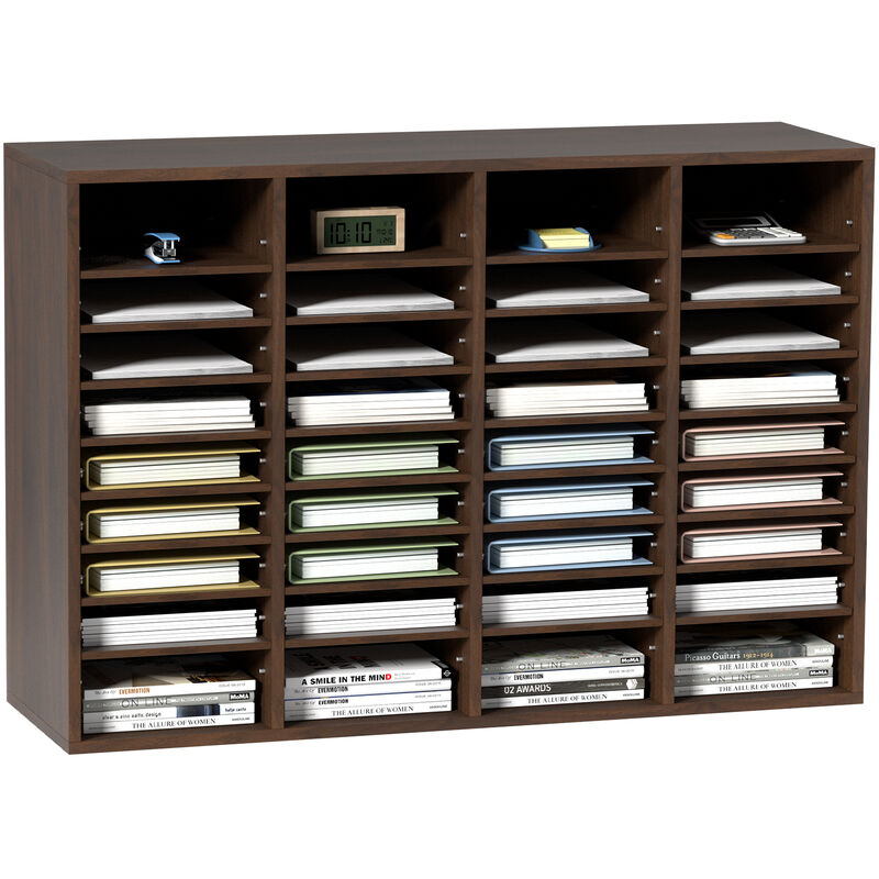 foto del prodotto vevor organizzatore per documenti in legno 36 scompartimenti totale carico singolo 10kg rimovibili e regolabili, portadocumenti 99,7 x 30,5 x 68 cm