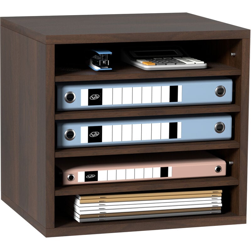 foto del prodotto vevor organizzatore per documenti in legno 5 scompartimenti marrone carico singolo 10kg rimovibili e regolabili, portadocumenti 35,5 x 30,5 x 33 cm