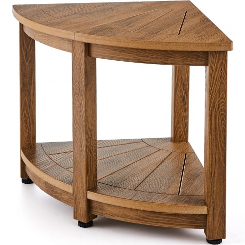 foto del prodotto vevor panca doccia angolare, altezza 470mm raggio 450mm polistirene con grana del legno finto, 158,75 kg con ripiano, resistente acqua, sgabello da doccia per doccia interna esterna, per bagno