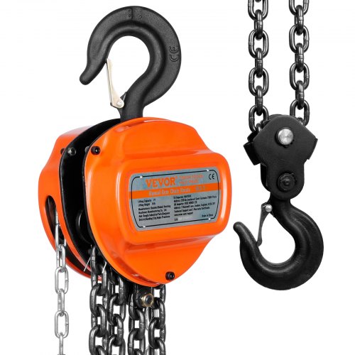 foto del prodotto vevor paranco a catena manuale triangolare altezza di sollevamento 2,8 m capacit carico max. 2 tonnellate forza di trazione 365 n, paranco a catena manuale per sollevamento 2t catena in acciaio g80