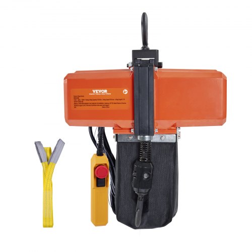 foto del prodotto vevor paranco elettrico a catena, capacit carico max. 499 kg, altezza sollevamento max. 4,5 m, 580 w, carroponte monofase con catena g100, telecomando cablato 3 m, per garage, officina, hotel