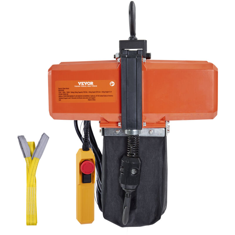 foto del prodotto vevor paranco elettrico a catena, capacita carico max. 499 kg, altezza sollevamento max. 4,5 m, 580 w, carroponte monofase con catena g100,