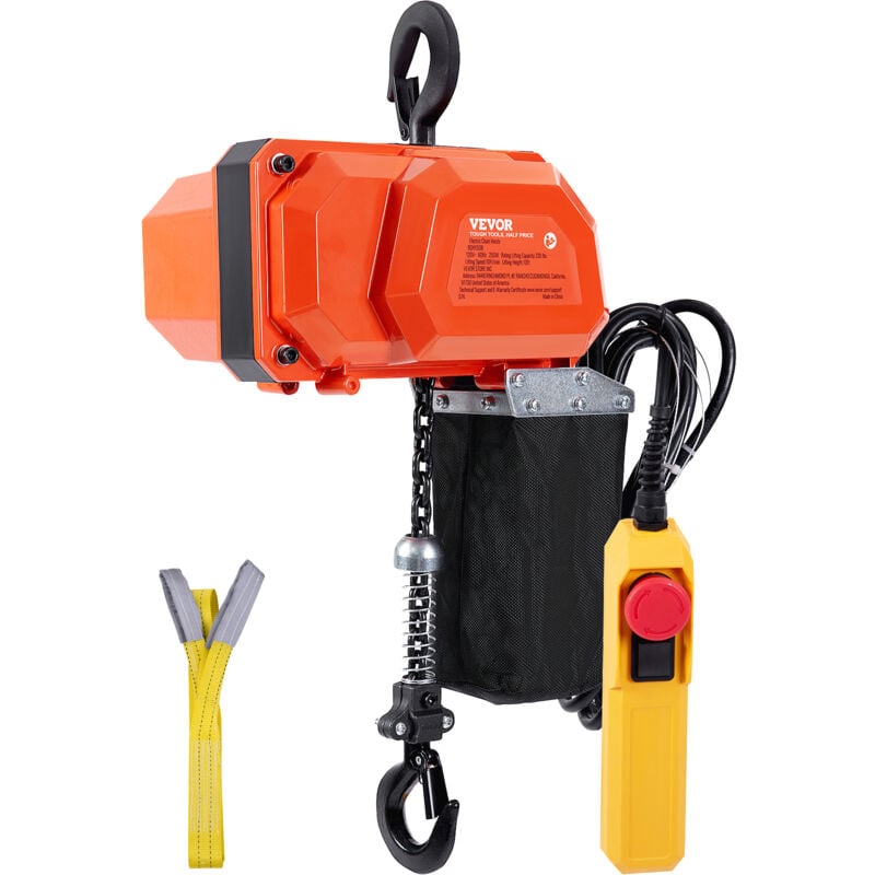 foto del prodotto vevor paranco elettrico a catena, portata 150 kg, altezza di sollevamento 3 m, velocita 2,3 m min, gru a ponte monofase 230 v con catena g80,