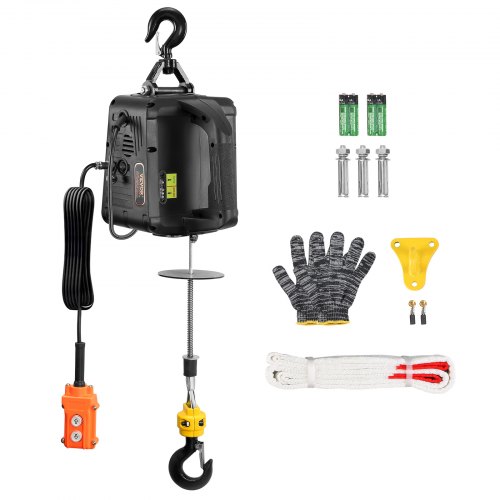foto del prodotto vevor paranco elettrico portatile carico max. circa 498,95 kg, verricello elettrico di sollevamento 1500w altezza max. di sollevamento 7m velocit 4m min per garage officina controllo funzione 2 in 1