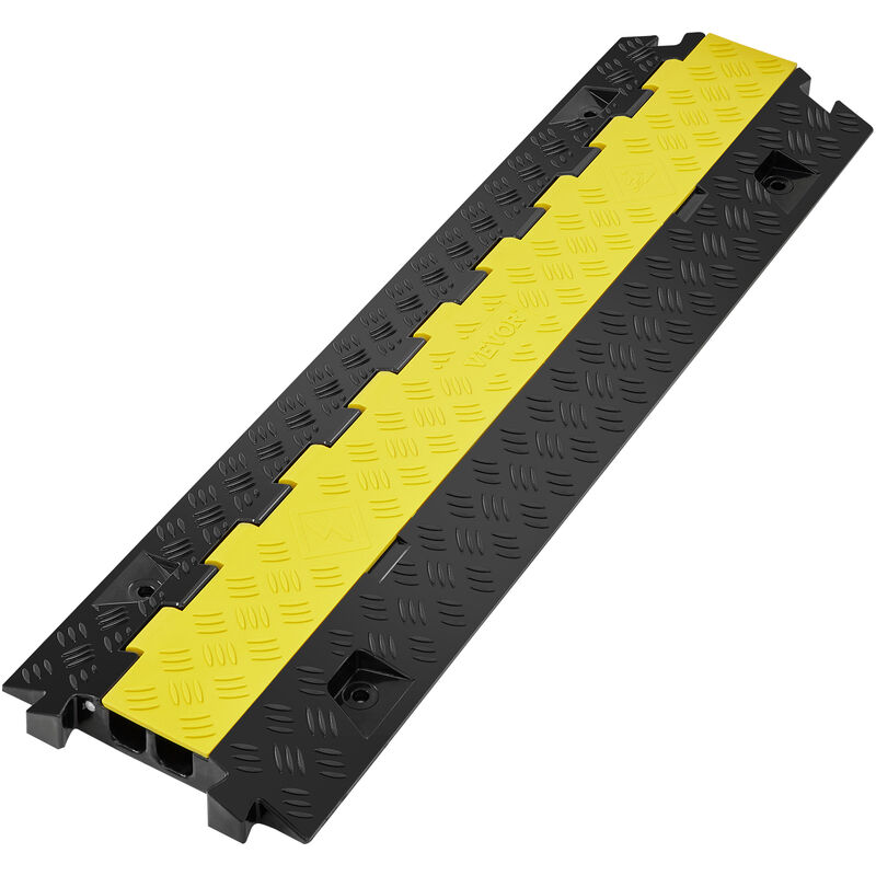 foto del prodotto vevor passacavo in tpu tpr per protezione dei cavi tubi a pavimento 2 canali 3,05 x 2,79 cm, rampa passacavo modulare tpr a pavimento per cavi