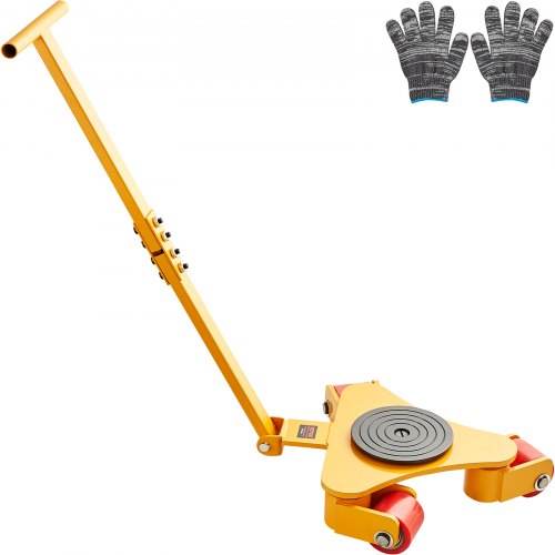 foto del prodotto vevor pattini a rotelle per trasporto di carichi pesanti capacit carico max. 3 tonnellate, pattini in acciaio al carbonio piattaforma antiscivolo rotazione da 360 con maniglia da magazzino officina