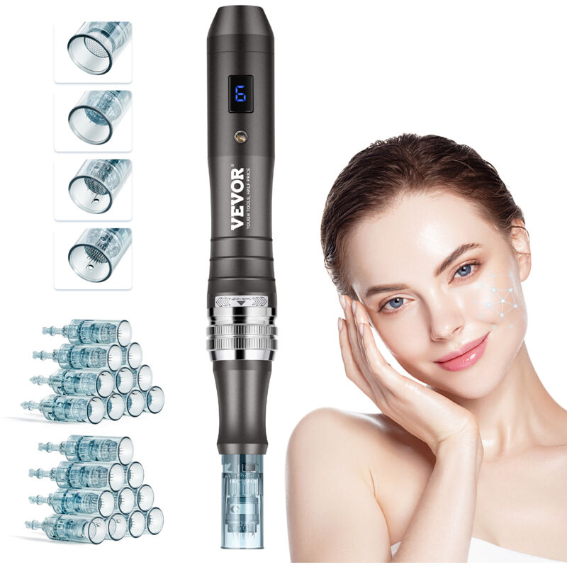 foto del prodotto vevor penna per microneedling facciale 20 aghi monouso, penna derma elettrica 6 velocita variabile dispositivo di bellezza dermapen con lunghezza